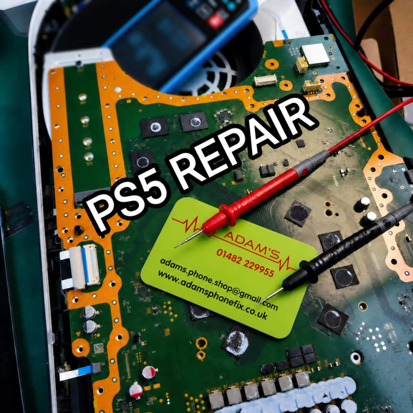 Board-level PS5 repair at Adam's Phone Shop, Hull